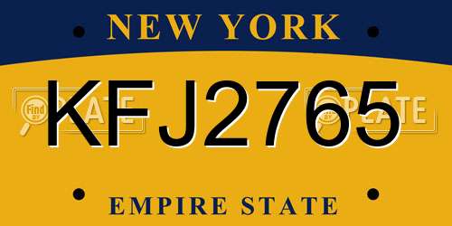 KFJ2765 New York License Plate