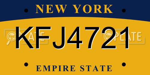 KFJ4721 New York License Plate