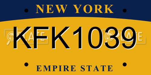 KFK1039 New York License Plate