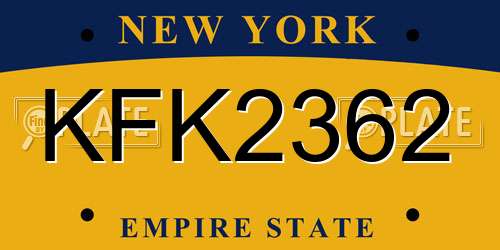 KFK2362 New York License Plate
