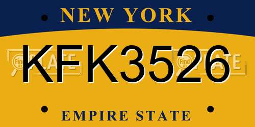 KFK3526 New York License Plate