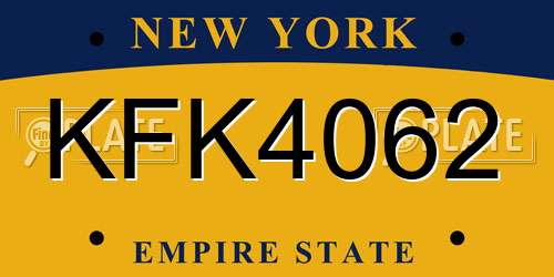 KFK4062 New York License Plate