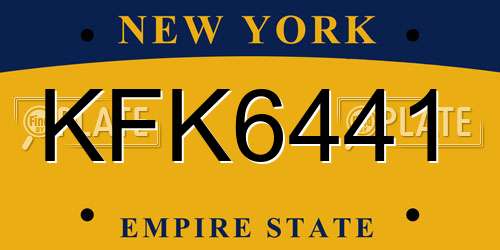 KFK6441 New York License Plate