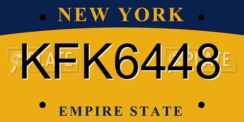 KFK6448 New York License Plate