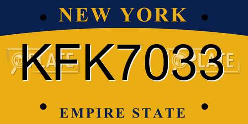 KFK7033 New York License Plate