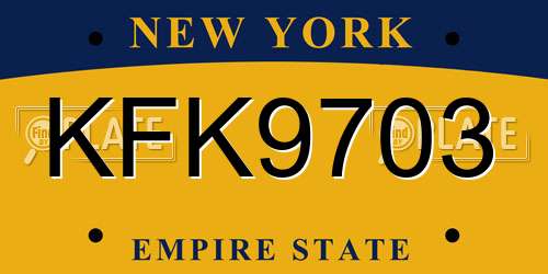 KFK9703 New York License Plate