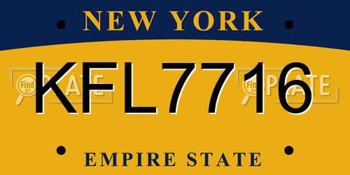 KFL7716 New York License Plate