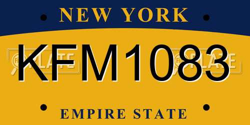 KFM1083 New York License Plate