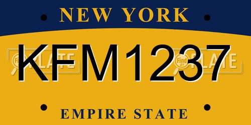 KFM1237 New York License Plate