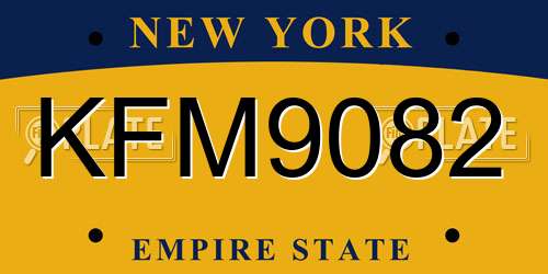 KFM9082 New York License Plate