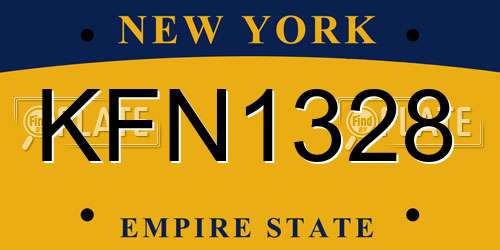 KFN1328 New York License Plate