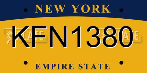 KFN1380 New York License Plate