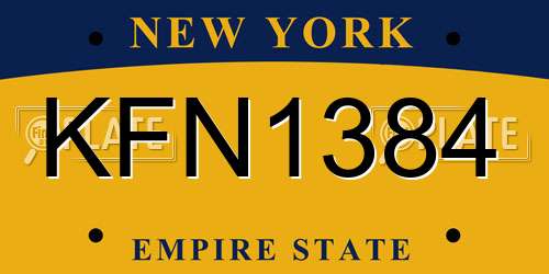 KFN1384 New York License Plate