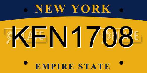KFN1708 New York License Plate