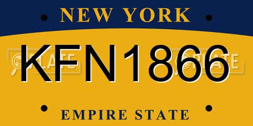 KFN1866 New York License Plate