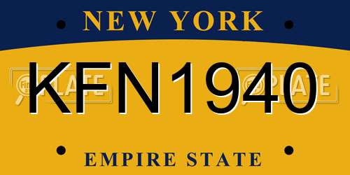 KFN1940 New York License Plate