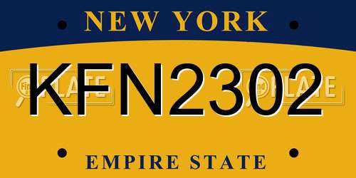KFN2302 New York License Plate