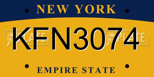 KFN3074 New York License Plate