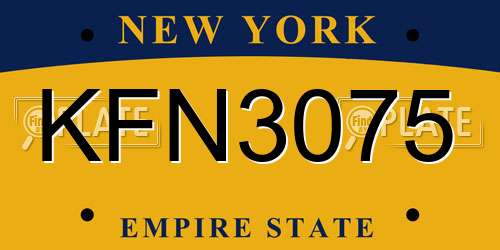 KFN3075 New York License Plate