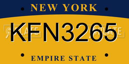 KFN3265 New York License Plate