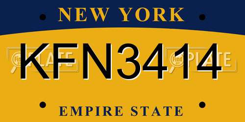 KFN3414 New York License Plate