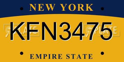 KFN3475 New York License Plate