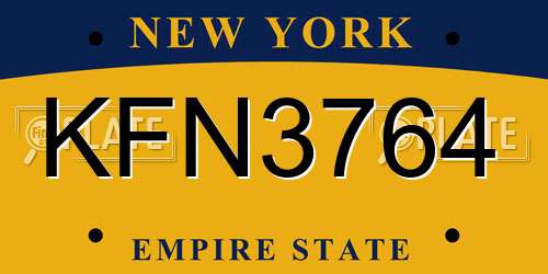KFN3764 New York License Plate