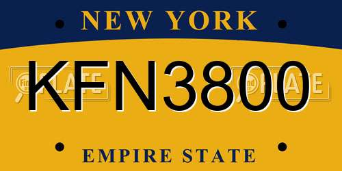 KFN3800 New York License Plate