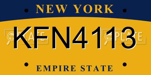 KFN4113 New York License Plate