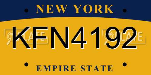 KFN4192 New York License Plate
