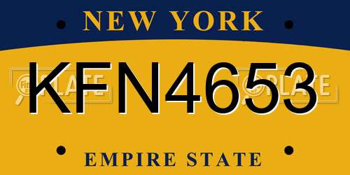 KFN4653 New York License Plate