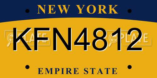 KFN4812 New York License Plate