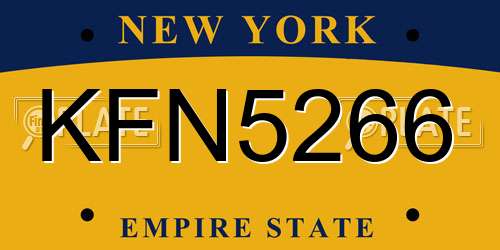 KFN5266 New York License Plate