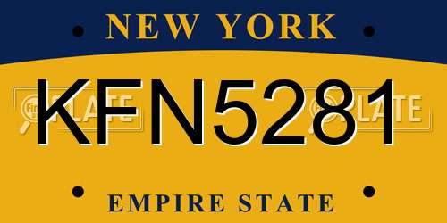 KFN5281 New York License Plate
