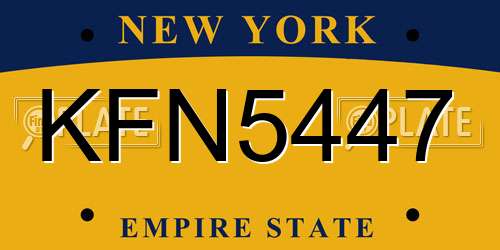 KFN5447 New York License Plate