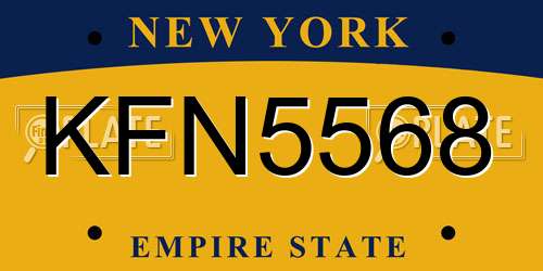 KFN5568 New York License Plate