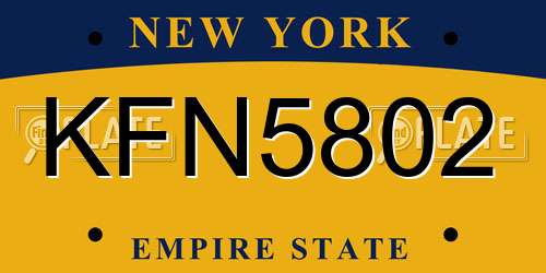 KFN5802 New York License Plate