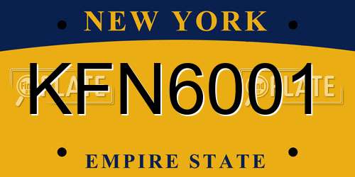 KFN6001 New York License Plate