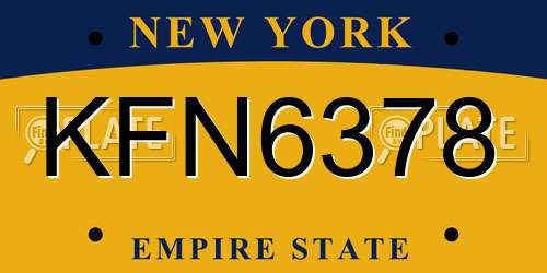 KFN6378 New York License Plate