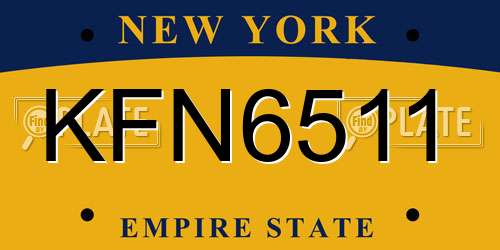 KFN6511 New York License Plate