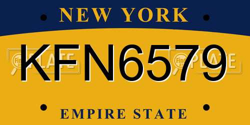 KFN6579 New York License Plate