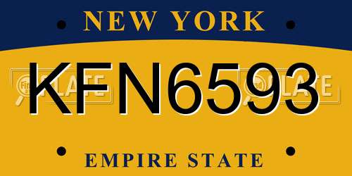 KFN6593 New York License Plate
