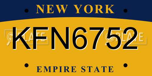 KFN6752 New York License Plate