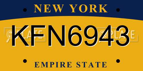 KFN6943 New York License Plate