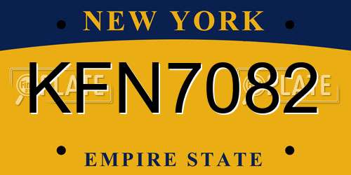 KFN7082 New York License Plate