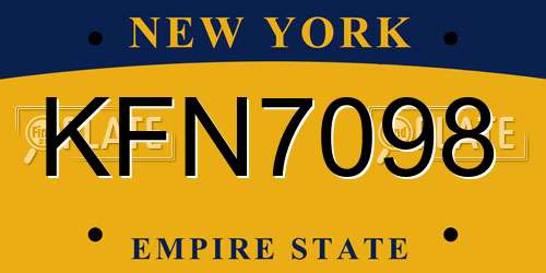 KFN7098 New York License Plate