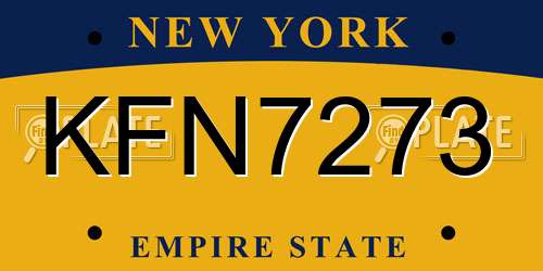 KFN7273 New York License Plate