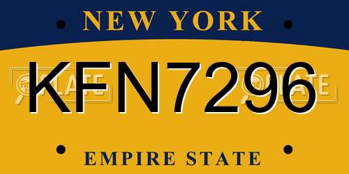 KFN7296 New York License Plate