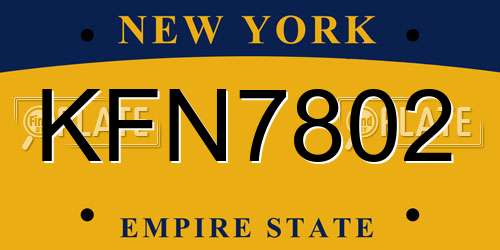 KFN7802 New York License Plate