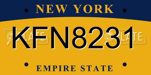 KFN8231 New York License Plate